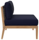 Clearwater Outdoor Patio Teak Wood 5-Piece Sectional Sofa, Gray Navy
