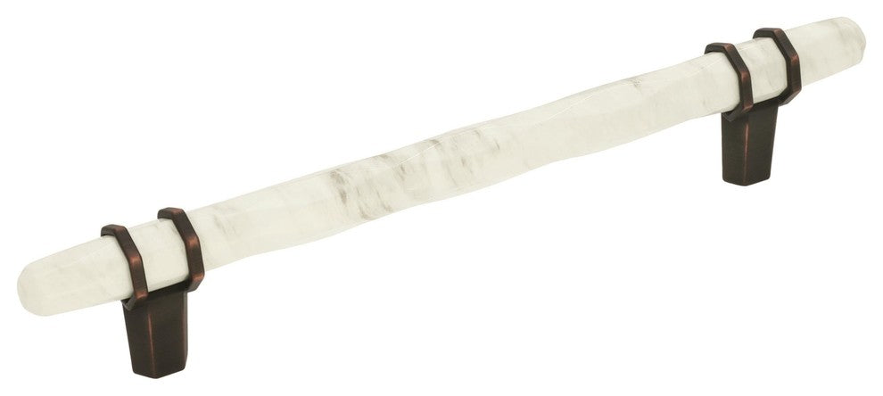 Carrione Cabinet Pull, Marble White/Oil-Rubbed Bronze, 6-5/16" Center-to-Center