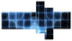 Bright Blue Bat on Radar Screen, Abstract Canvas Art Print, 60"x32", 5 panels
