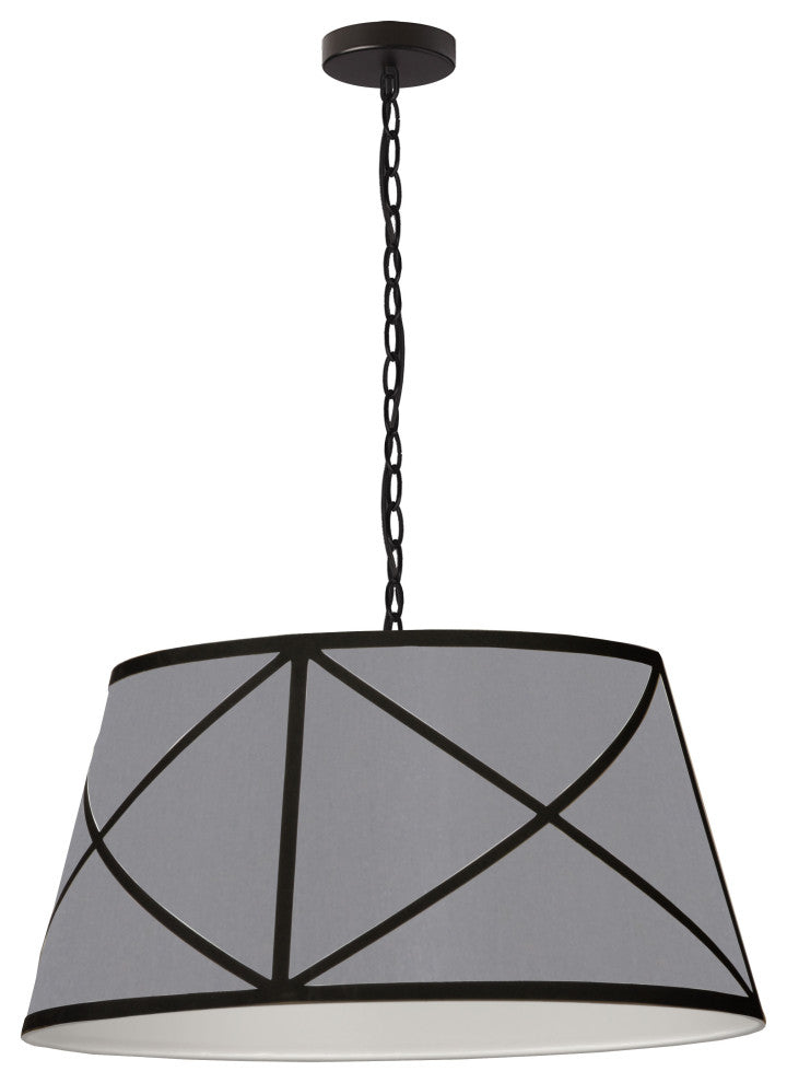 Gray & Black Transitional Pendant With Matte Black Metal