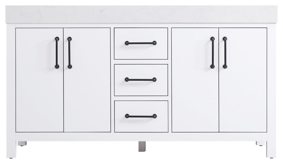 Home Living 60" Double Bathroom Vanity, White
