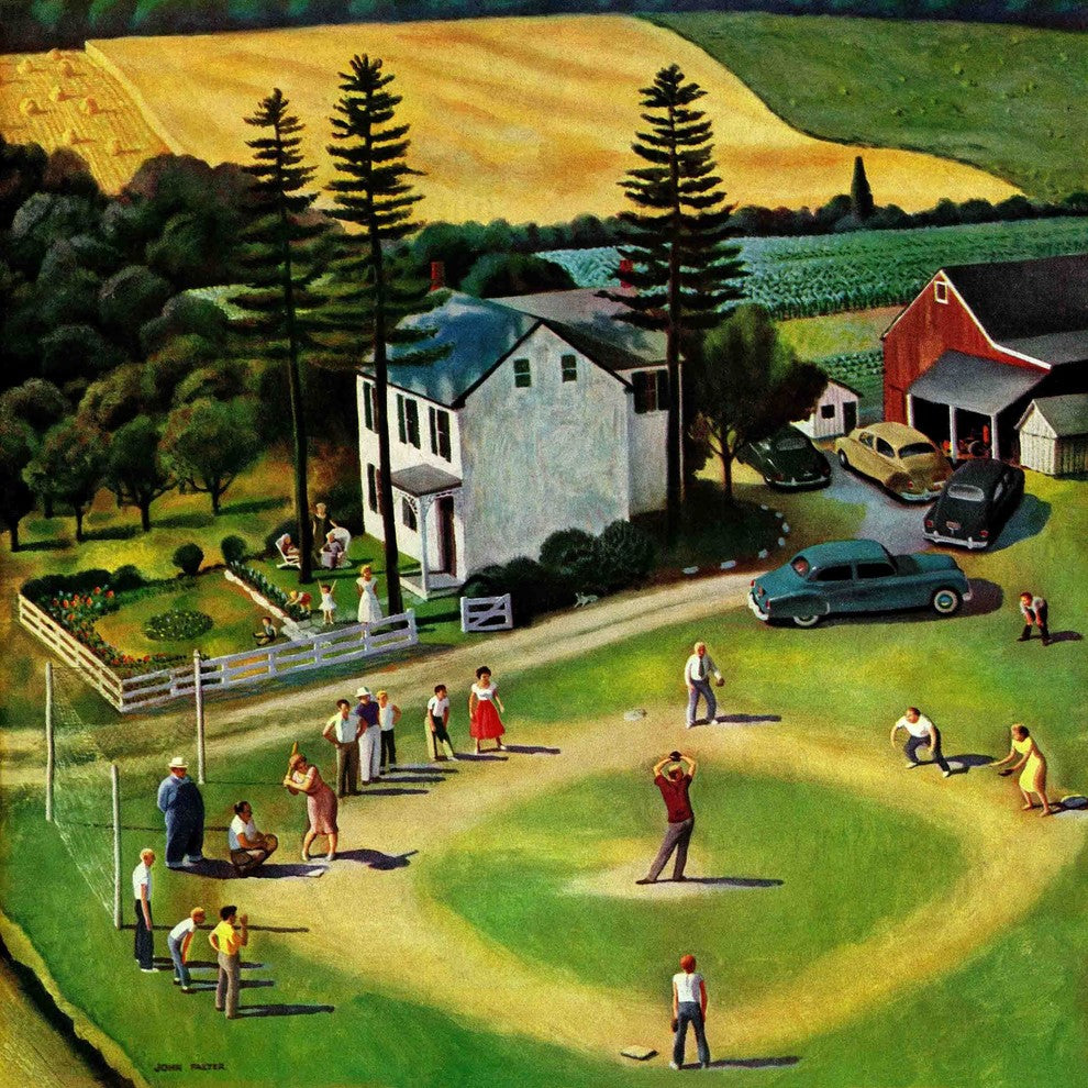 "Family Baseball" Painting Print on Canvas by John Falter