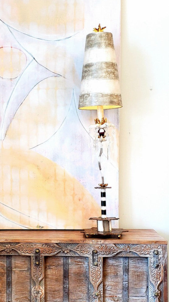 Birdland 1 Light Table Lamp in Black And Putty With Gold Leaf