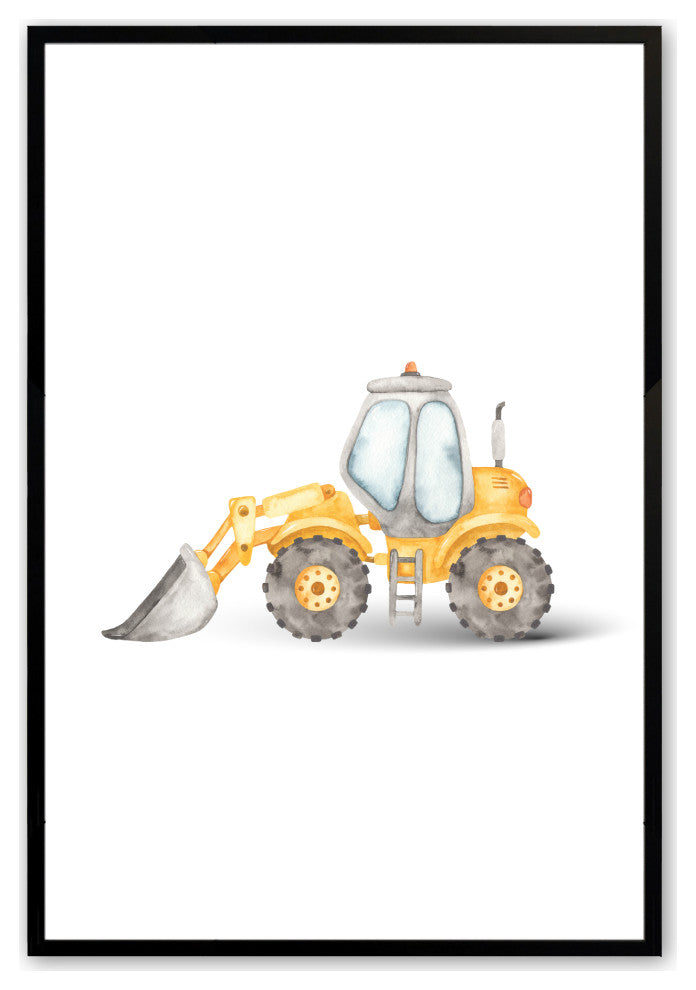 Satin Black 24" x 36" Construction Vehicles, Set of 3