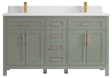 Cambridge 60" Double Bathroom Vanity in Evergreen 1.5" White Quartz