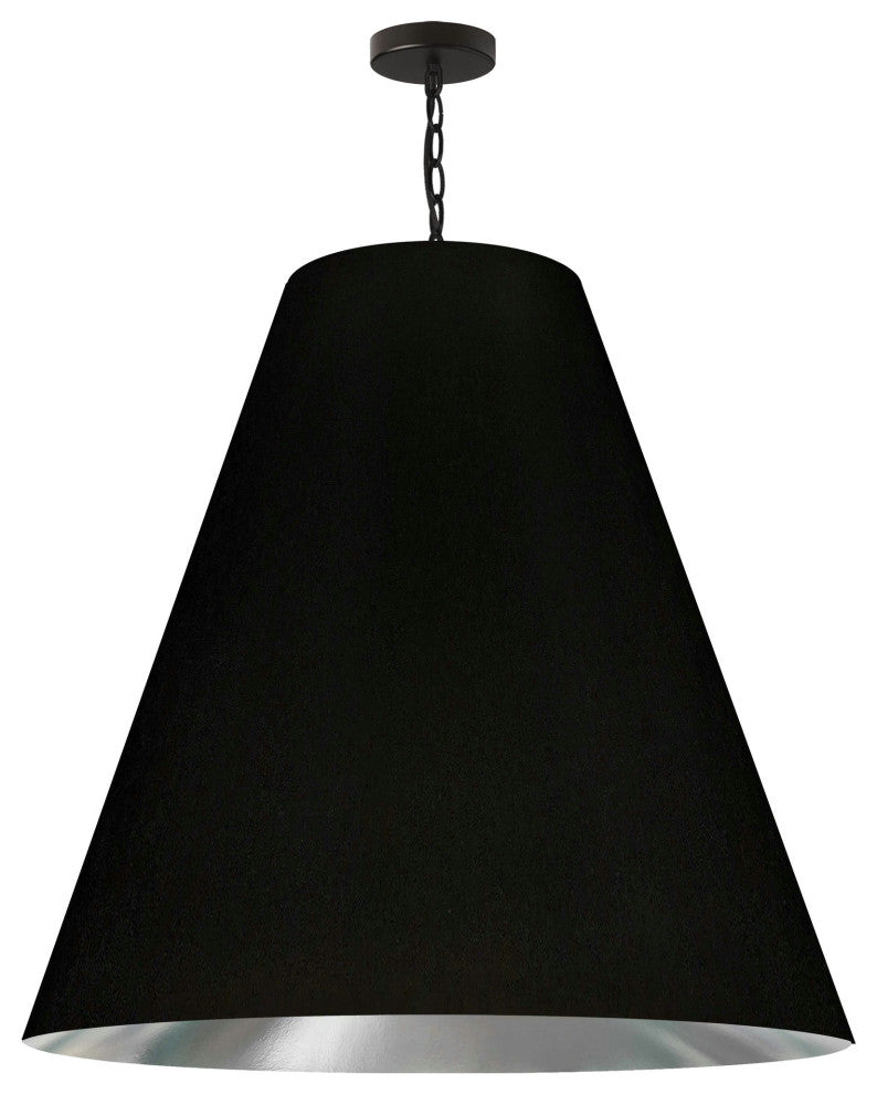 1 Light X-Large Anaya Matte Black Pendant with Black/Silver Shade