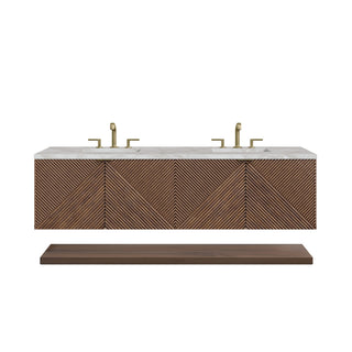 James Martin Marcello Bath Vanity, Chestnut, 72", Victorian Silver, Three-Hole