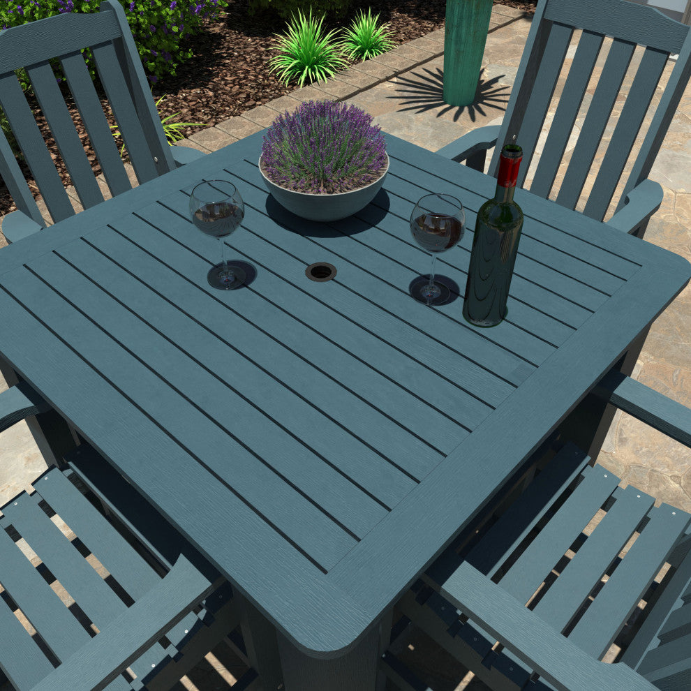 Springville 5-Piece Square Counter Dining Set, Weathered Acorn, Nantucket Blue