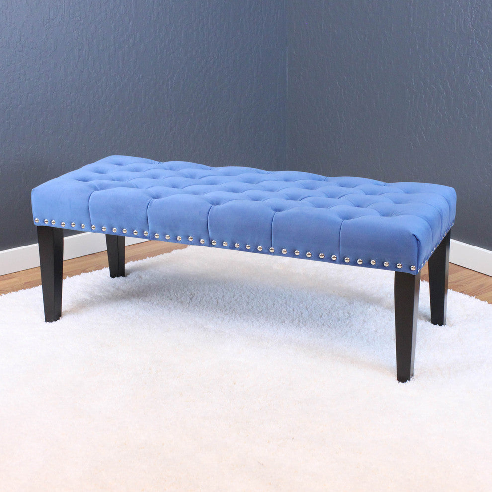 Markelo Velvet Bench, Sky Blue