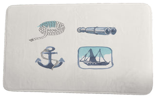 Nantucket Sea Tools Geometric Print Bath Mat, Ivory, 21"x34"