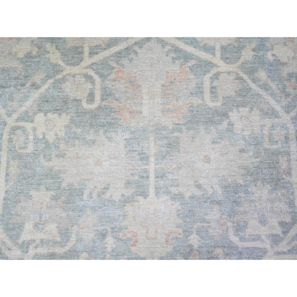 Cadet Gray Finer Peshawar Extra Soft Wool Hand Knotted Oriental Rug 7'11"x9'7"