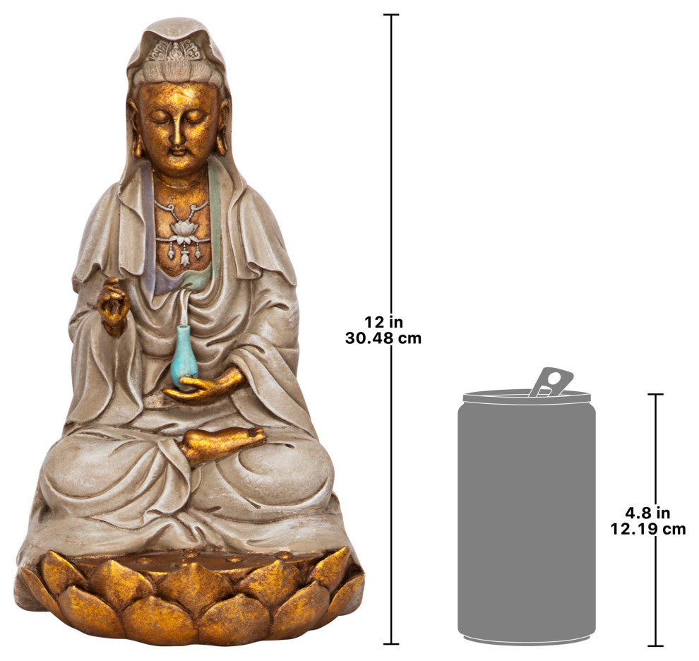 Goddess Guan Yin Seated on a Lotus Statue