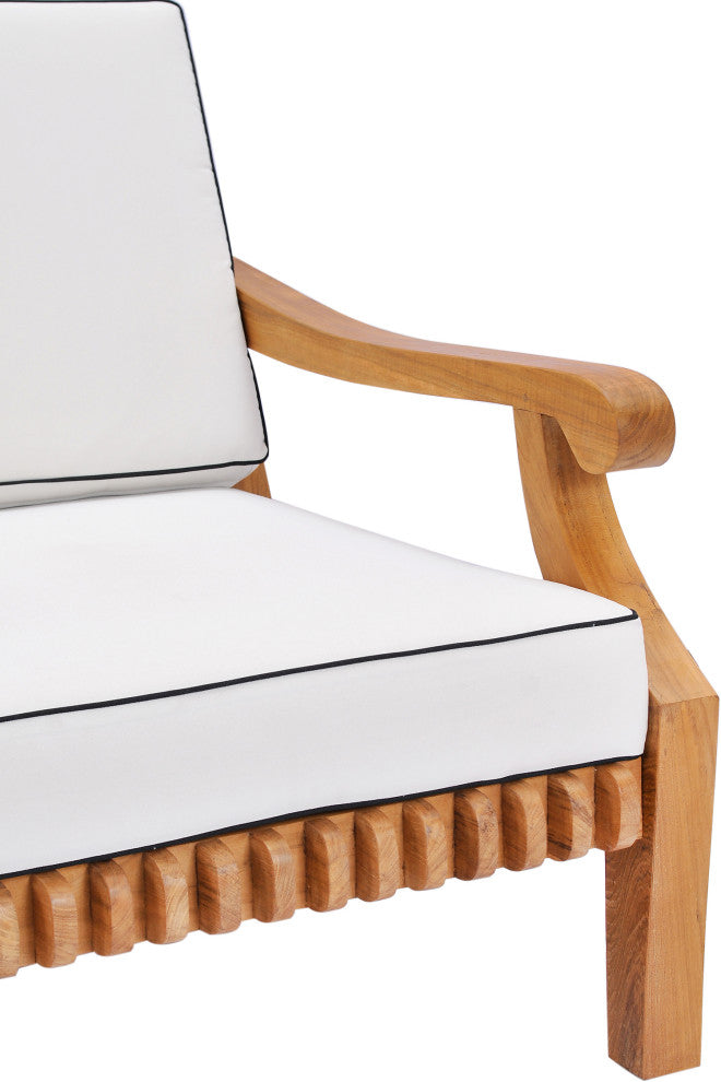 Teak Wood Deep Seating Patio Sofa with Cushions