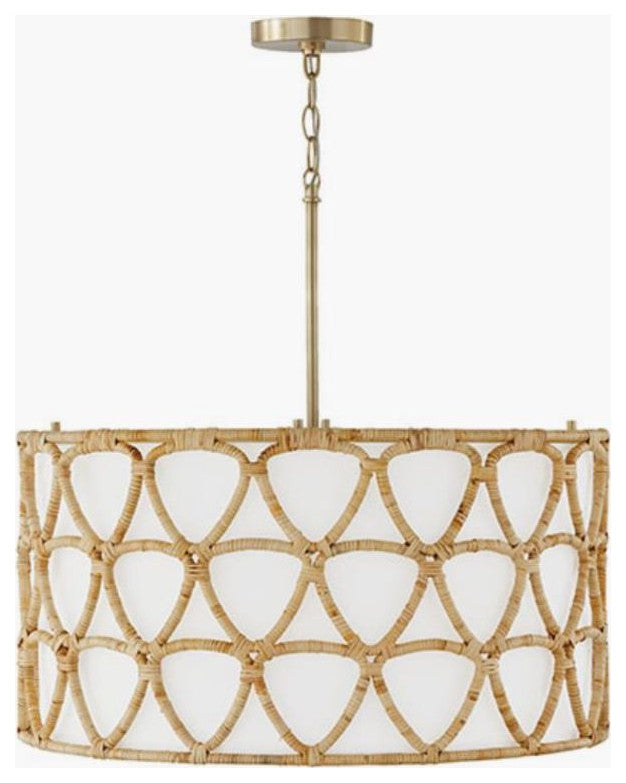 Capital Lighting 347241 Tulum 4 Light 25"W Drum Chandelier - Matte Brass