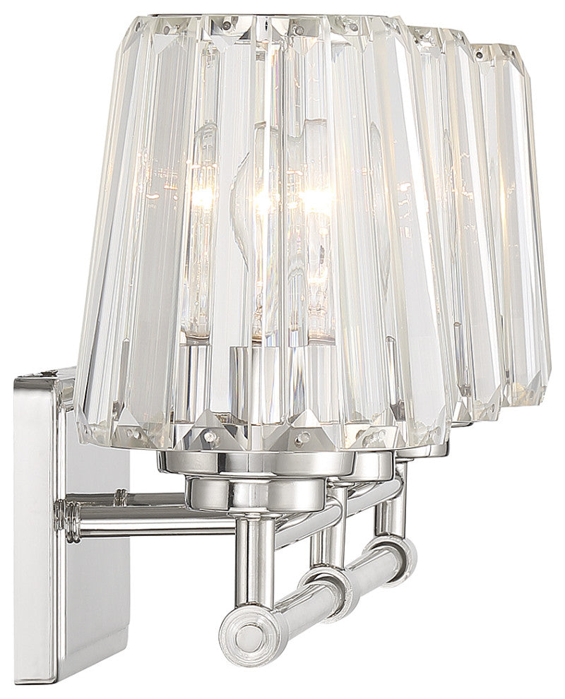 Garnet 3-Light Bathroom Vanity Light, Matte Black, Polished Nickel