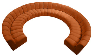Infinity Channel Tufted Velvet Modular Chair, Cognac, 10 Piece