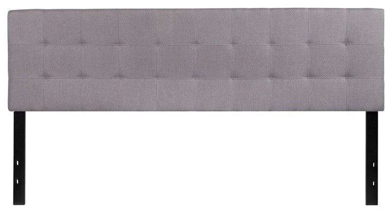 Bedford Tufted Upholstered King Size Headboard in Light Gray Fabric