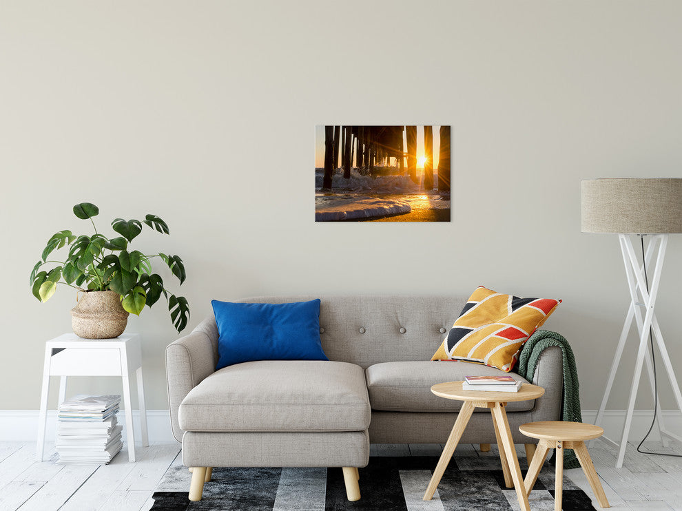Sea Foam In The Sunlight Coastal Landscape Canvas Wall Art Print, 18" X 24"