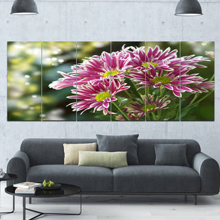 Purple Chrysanthemum Flower, Floral Canvas Art Print, 70"x28", 6 Panels