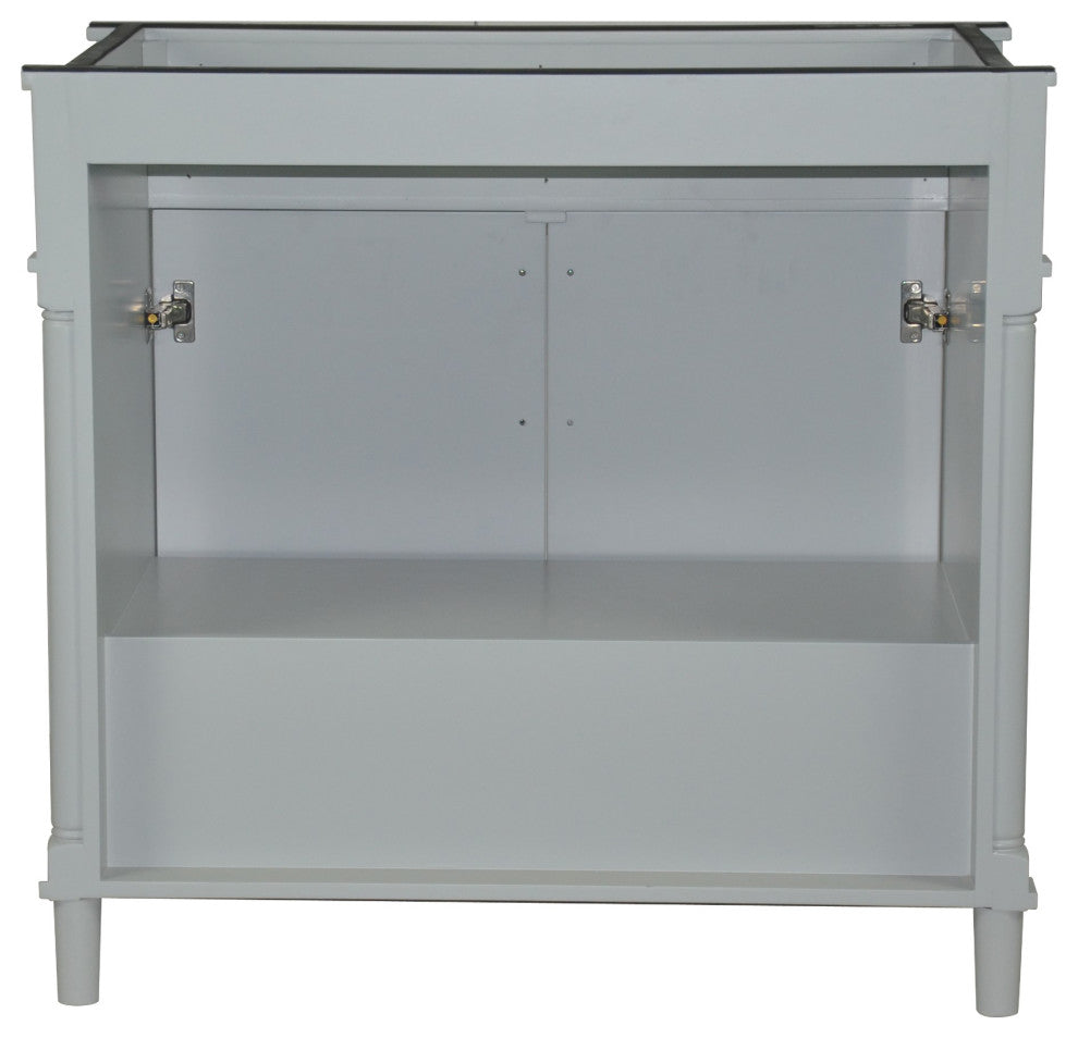 36" Single Vanity, Light Gray With White Carrara Marble Top