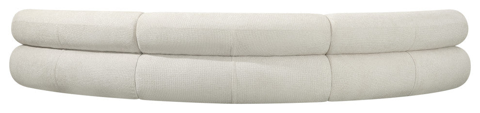 Bale Cream Chenille Fabric Modular Sofa, Cream, 3-Piece, Arc Shaped