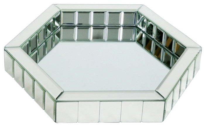 Hexagon Beveled Mirror Tray