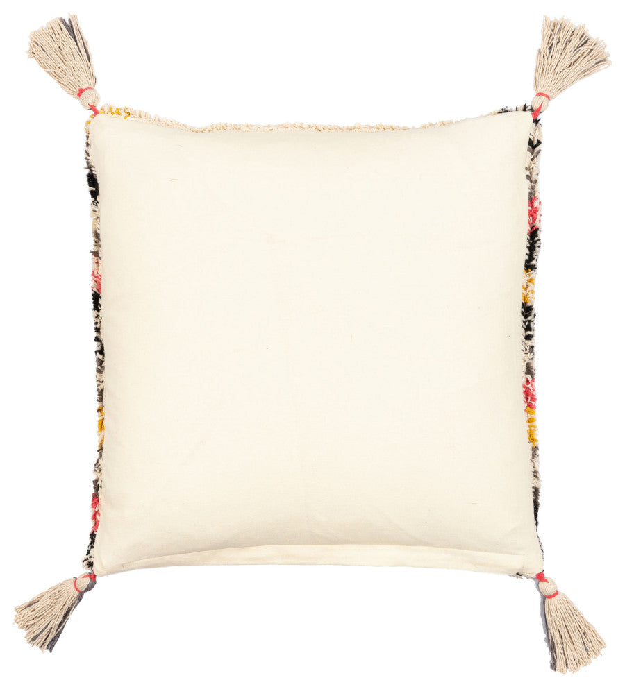 Surya Nador Black Pillow Shell With Down Insert 20"H X 20"W