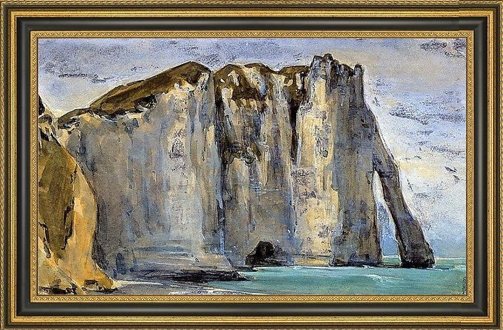 Eugene Delacroix Cliff at Etretat Framed Premium Canvas Print, 16"x24"