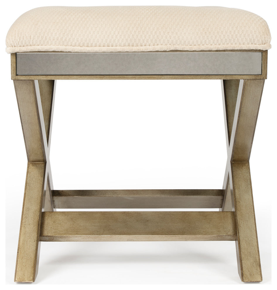 Butler Marlo Mirrored Vanity Stool, Silver, Silver