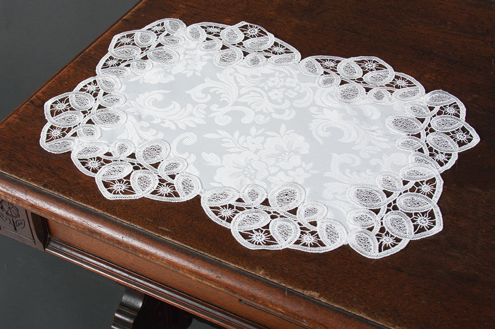 Antebella Lace Embroidered Cutwork Placemats, White, 13"x19", Set of 4