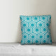 Teal Hexagons Outdoor Throw Pillow, 18x18