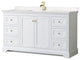 60" Single Vanity White, Light-Vein Carrara Cult Marble Counter, Sink, Gold Trim