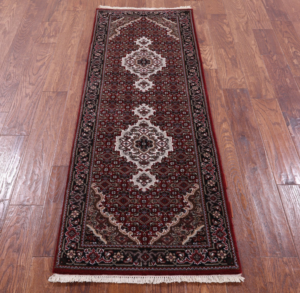 2' 0" X 6' 0" Runner Persian Tabriz Hand Knotted Wool & Silk Rug - Q13037