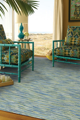 Coastal Flat Woven Area Rug, Blue, Vertical Stripe Rectangle, 8'x5'