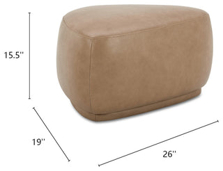 Pebble 26" Rounded Triangle Cocktail Ottoman, Tuscan Tan Brown Top Grain Leather
