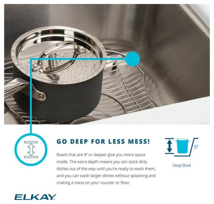 Elkay 13" Bowl Dual Mount 18 Gauge Bar/Prep Kitchen Sink, ECTSR13169TBG1