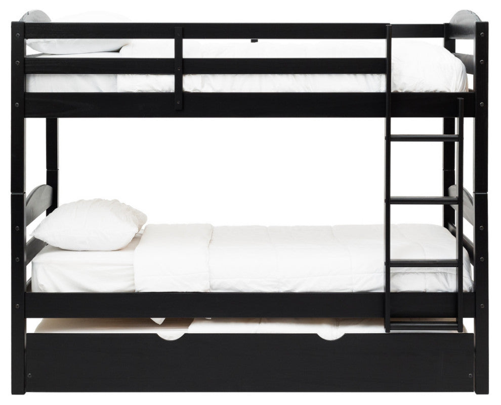 Solid Wood Twin over Twin Bunk Bed and Storage/Trundle Bed - Black