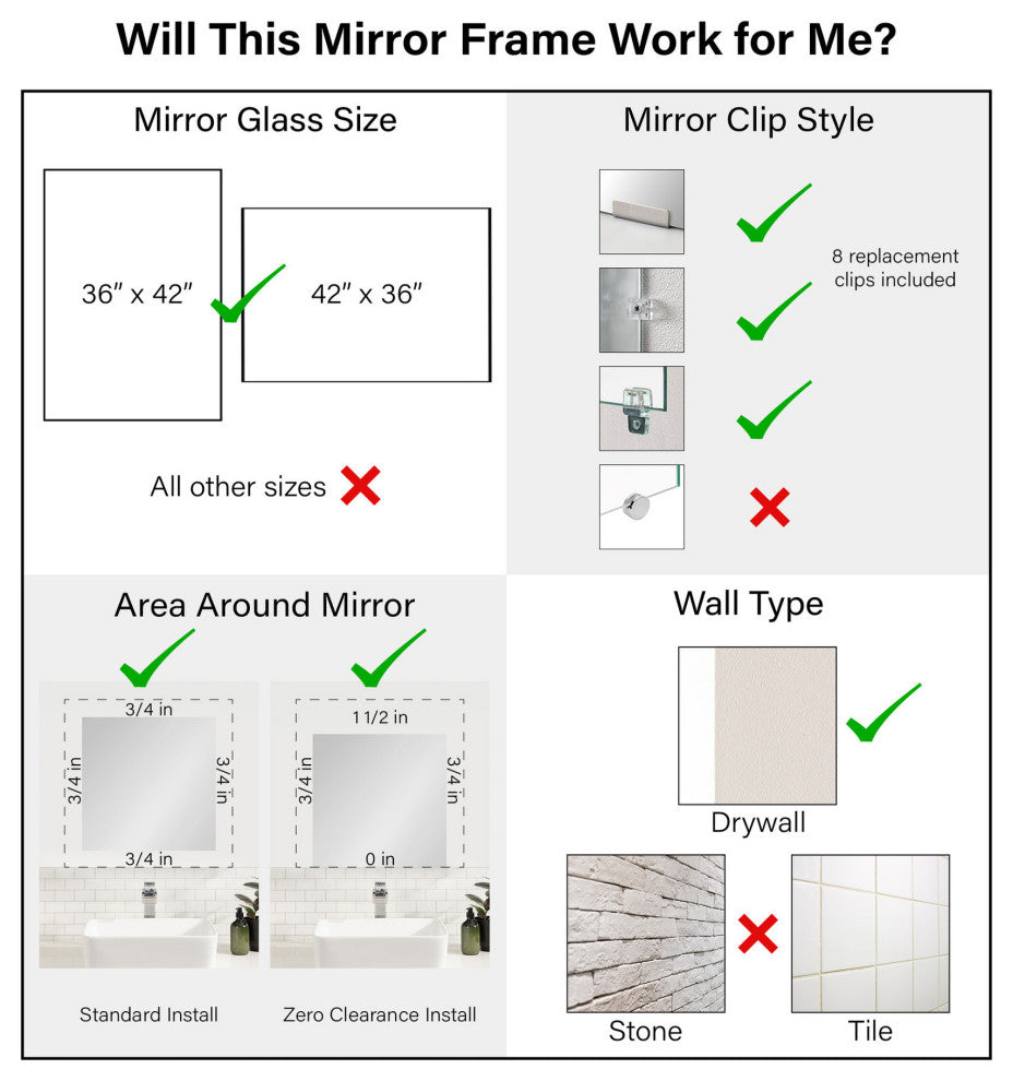 Rustic Char Bathroom Mirror Frame Border Kit, Bark Rustic Char, For 42x36 Mirror