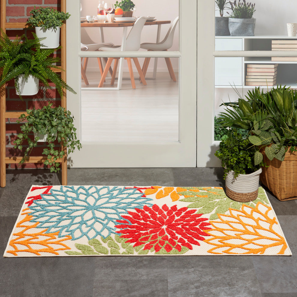 Nourison Aloha 3' x 5' Green Tropical Area Rug