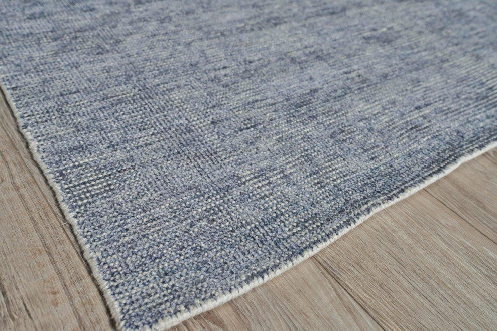 Catalina Handmade Hand Loomed Wool and Bamboo Silk Blue Area Rug, 5'x8'