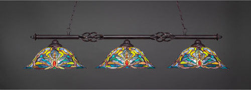 Toltec Lighting Elegante 3-Light Billiard Light, 19", Kaleidoscope