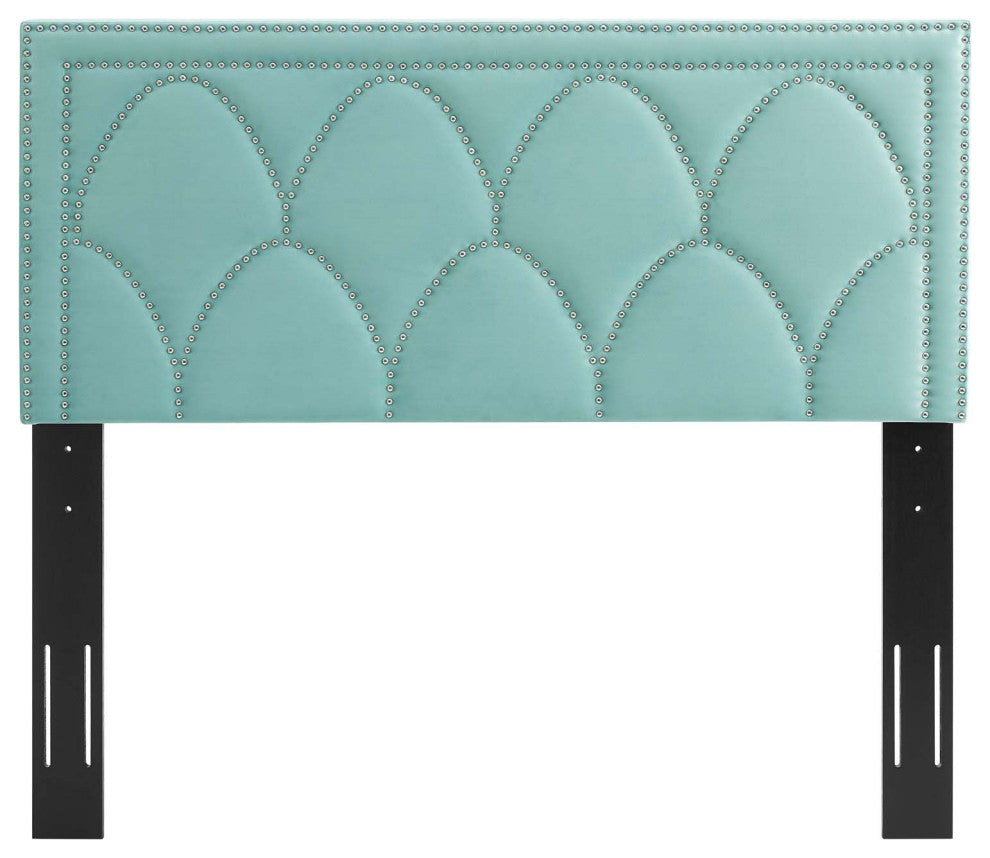 Greta Performance Velvet Twin Headboard, Mint