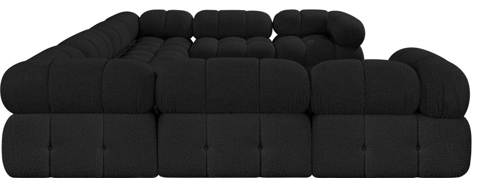 Ames Boucle Fabric U-Shaped Modular Sectional, Black, 8-Piece: 4 Armless Chair, 4 Corner Chair