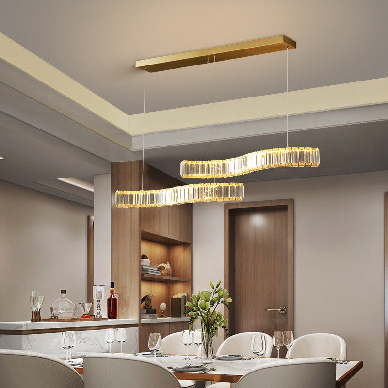 Induno Olona | Modern Crystal S-shaped LED Chandelier for Living Room, Silver, Cool Light