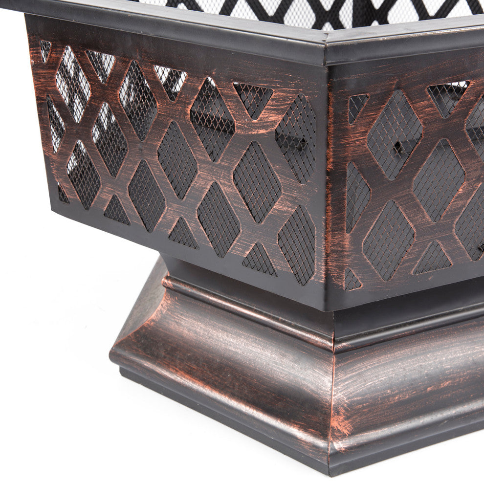 25.22'' H x 24.42'' W Iron Wood Burning Outdoor Fire Pit