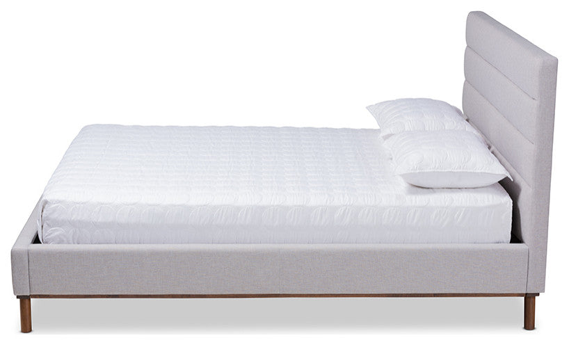 Erlend Mid-Century Modern Grayish Beige Queen Size Platform Bed