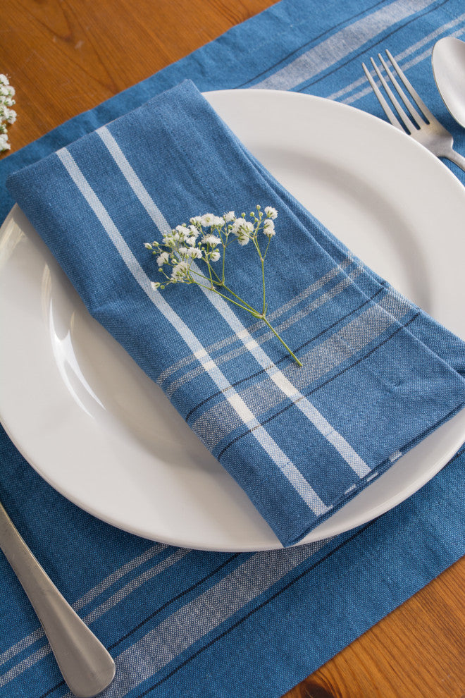 DII Blue Chambray French Stripe Placemat (Set of 6)