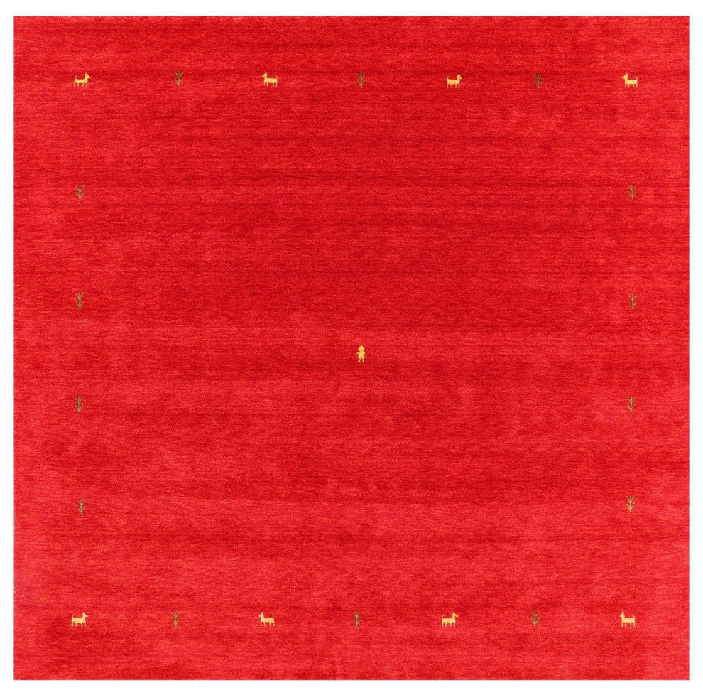 9' Square Hand-Knotted Persian Gabbeh Wool Rug Q4307