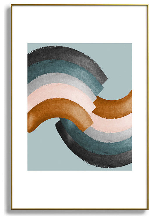 Gale Switzer Brushstroke rainbows teal Metal Framed Art Print