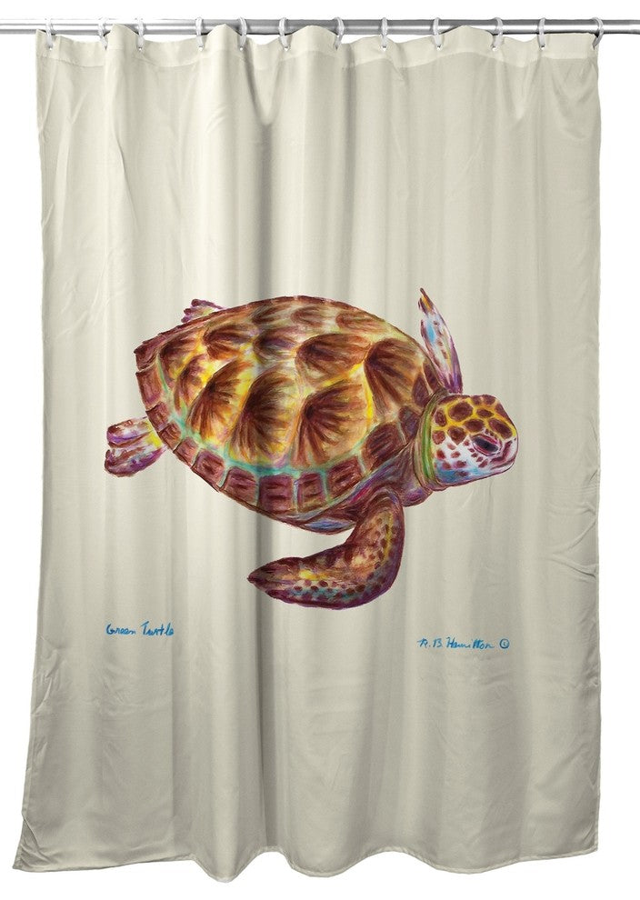 Betsy Drake Green Sea Turtle Shower Curtain